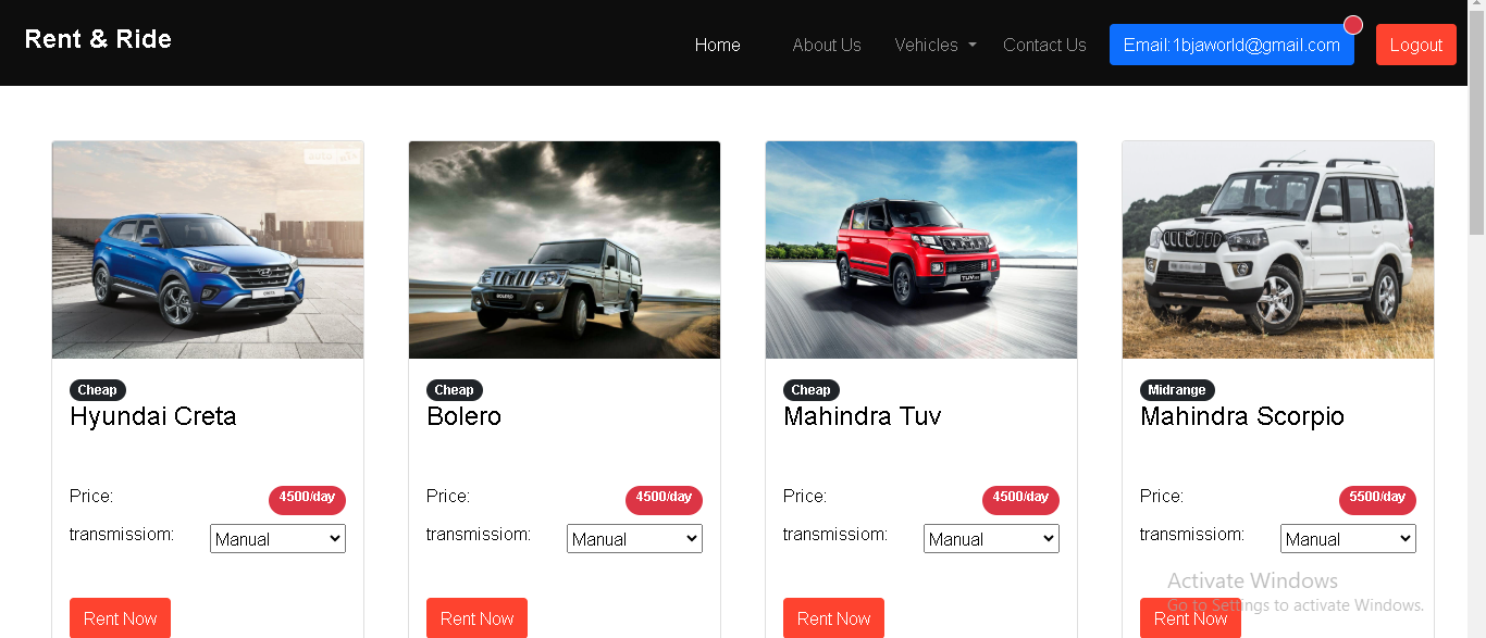 my car rental website-screenshot